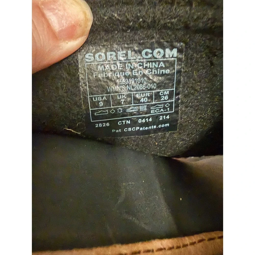 Sorel Medina III Ankle Rain Boots Black Tan Gold Heel NL2086-010 Womens 9